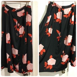 Who What Wear Skirts - High waist black skirt with red and pink flowers Who What Wear Skirts - High waist black skirt with red and pink flowers